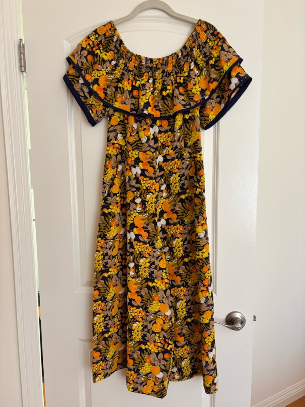 Whistles Floral Off Shoulder Jumpsuit with Orange & Yellow Print